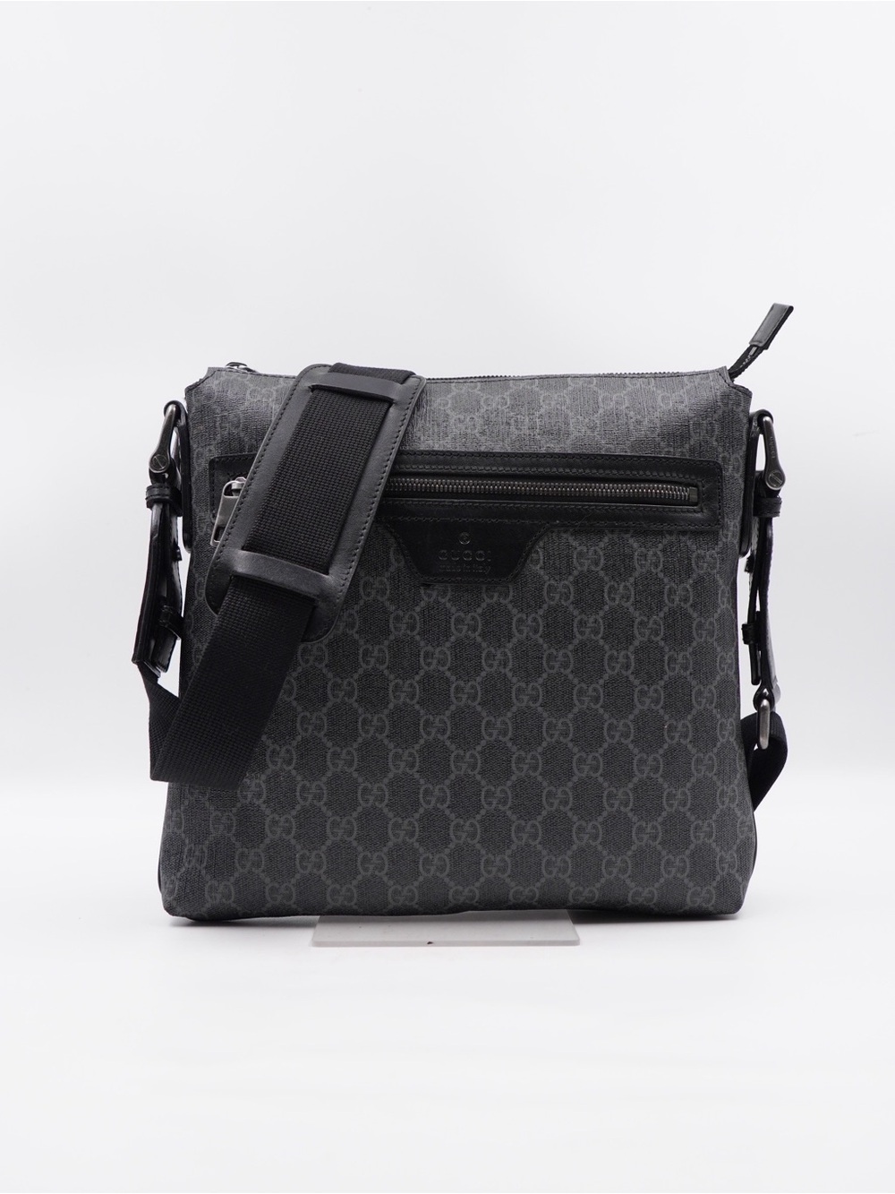 Gucci Gray Monogram Messenger Bag - Men's Crossbody
